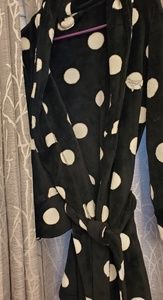 PINK Black and white Polka Dot robe
